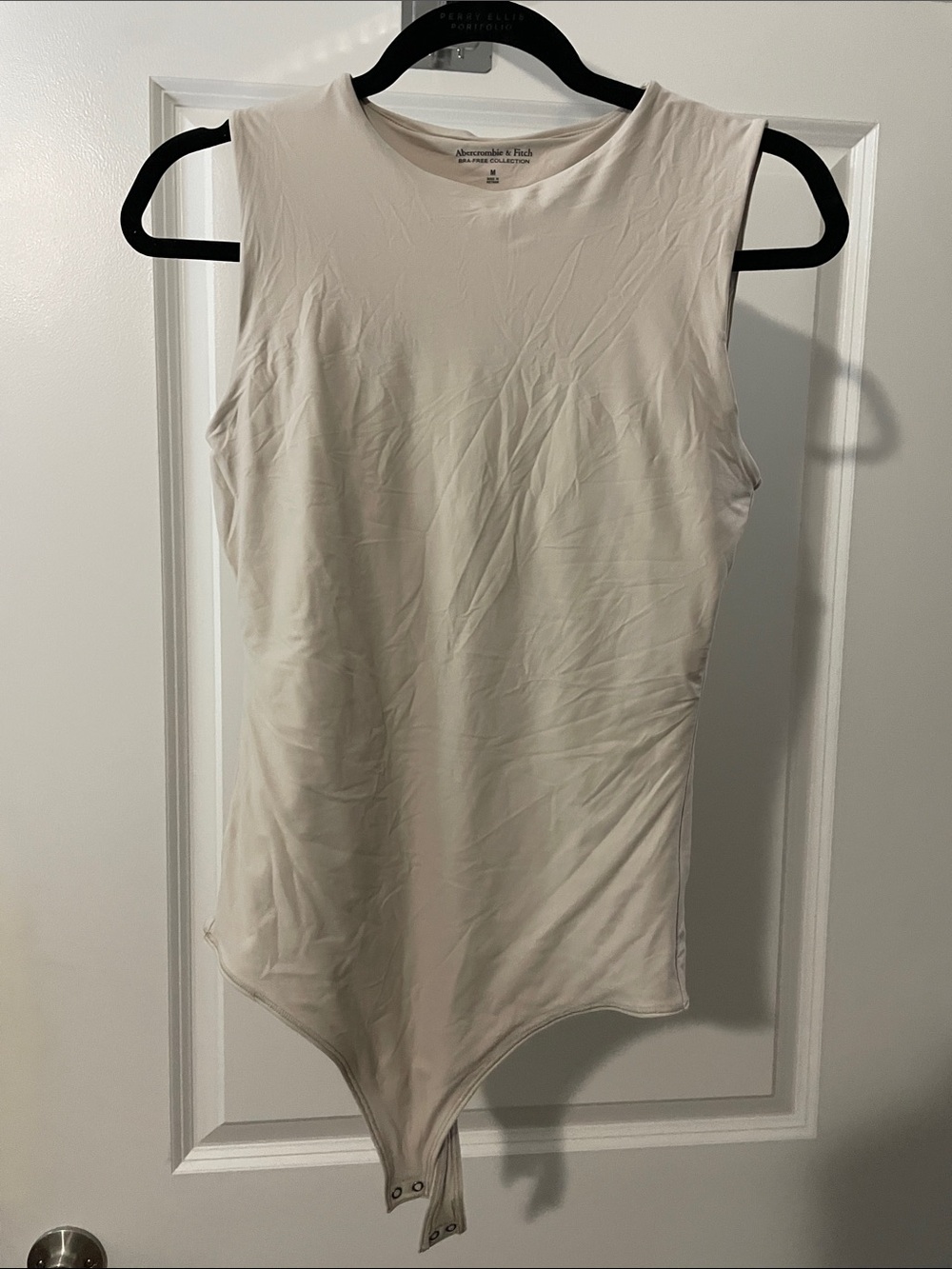 Abercrombie & Fitch Cream Stretch Crewneck Bodysuit